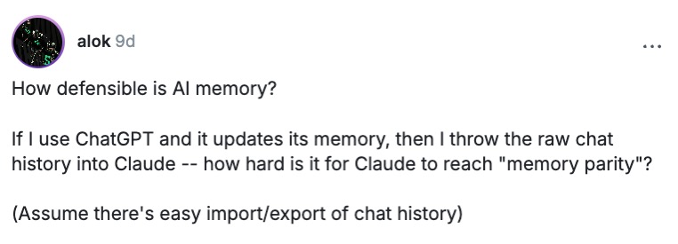 Alok on how defensible is AI memory